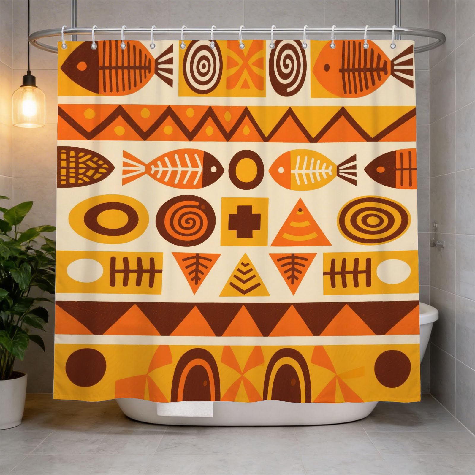 Hongduo 3D African Tribe Shower Curtain for Stalls Bathtubs Cartoon Bathroom Decor Shower Curtain Set Polyester Fabric Waterproof 120x180cm/48X71 Inch with Hooks