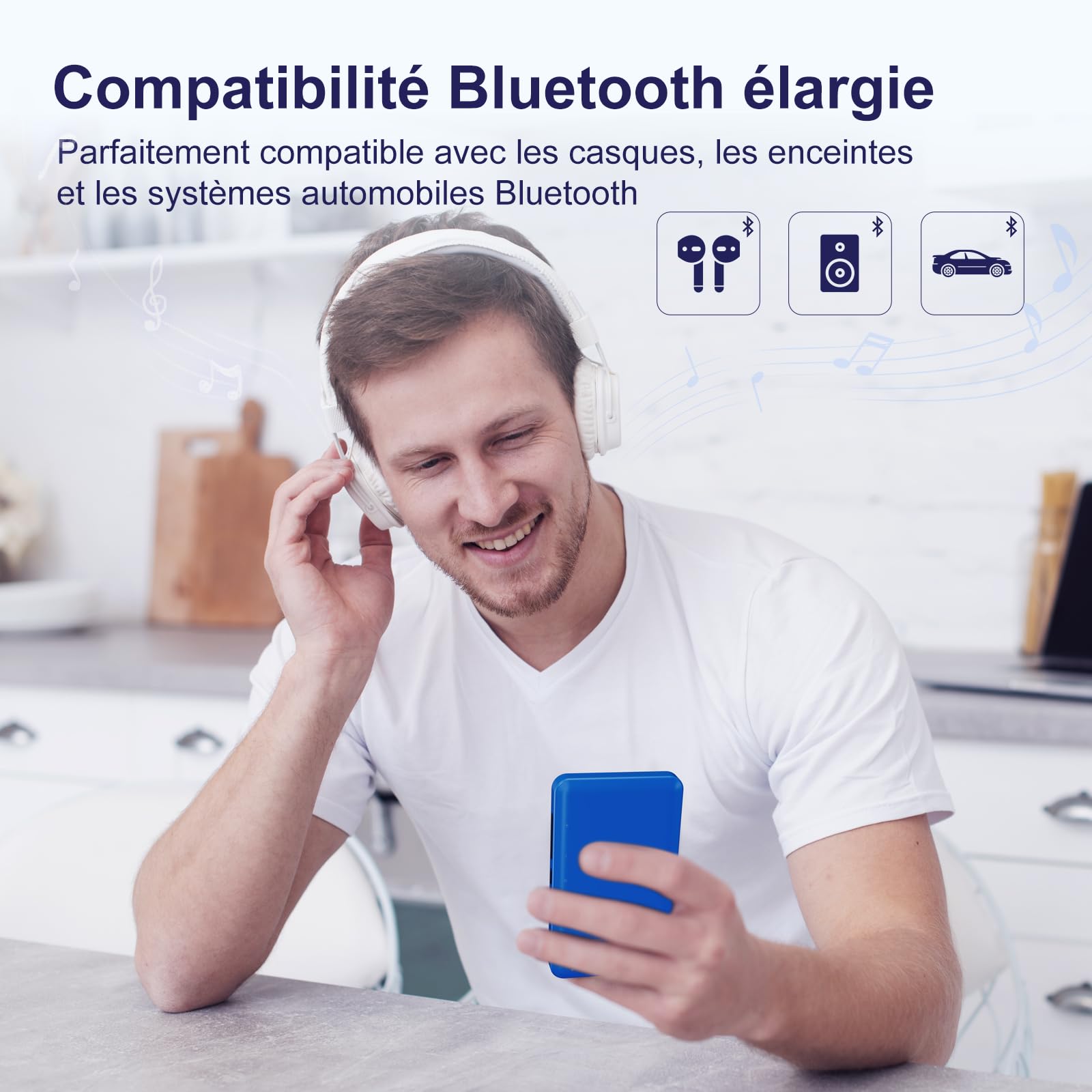 Lecteur MP3 16 Go avec Bluetooth et Wi-Fi, lecteur MP3 et MP4 Android avec écran tactile de 4 pouces et haut-parleur, lecteur de musique Spotify 2000 mAh avec Spotify Kids, Audible, Amazon