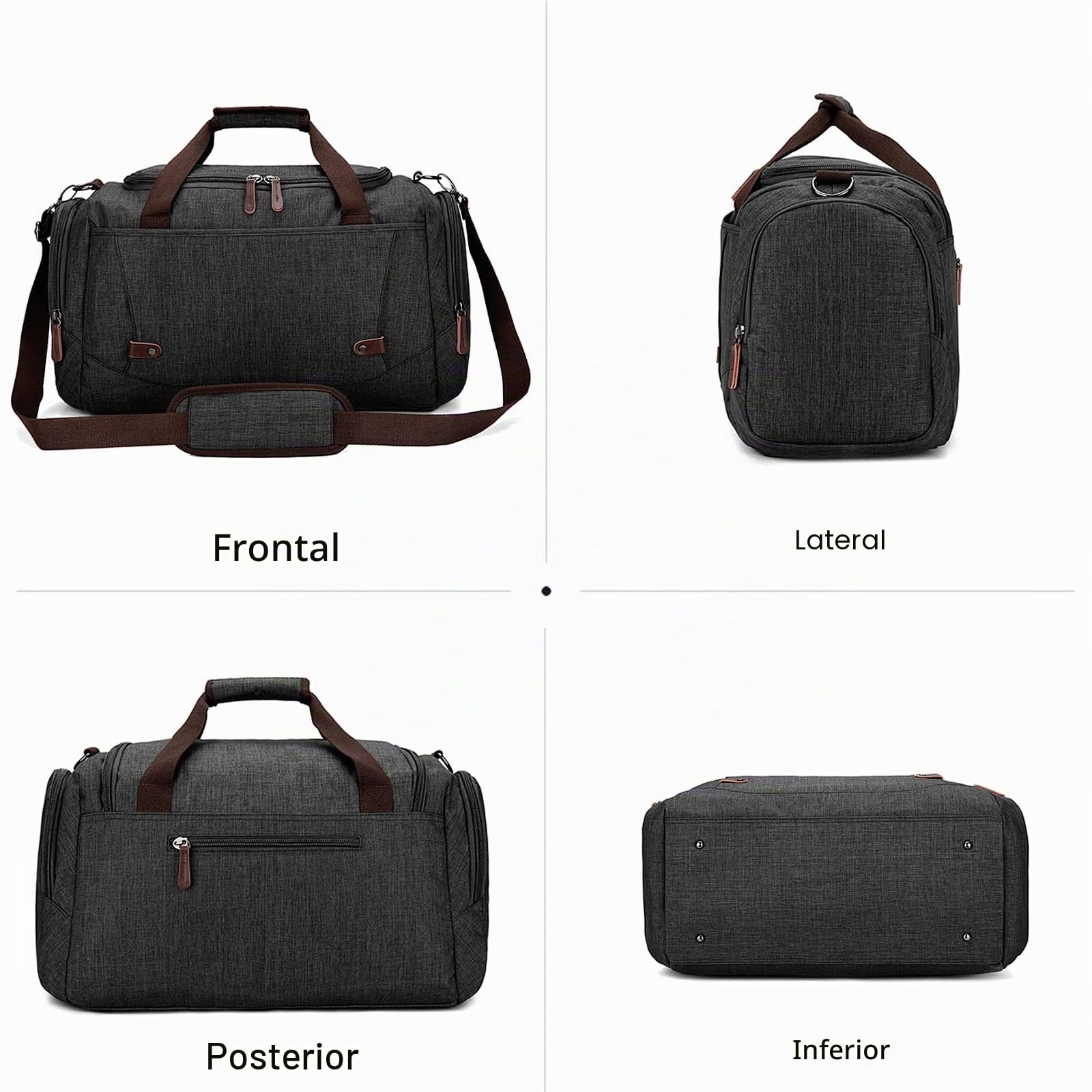 FANDARE Bolsa de Viaje Bolsa de Deporte Hombre Bolsa de Lona Maleta Grande Bolsa de Fin de Semana para Hombres y Mujeres Bolso Overnight Senderismo Maleta de manomochila de Viaje Verde A