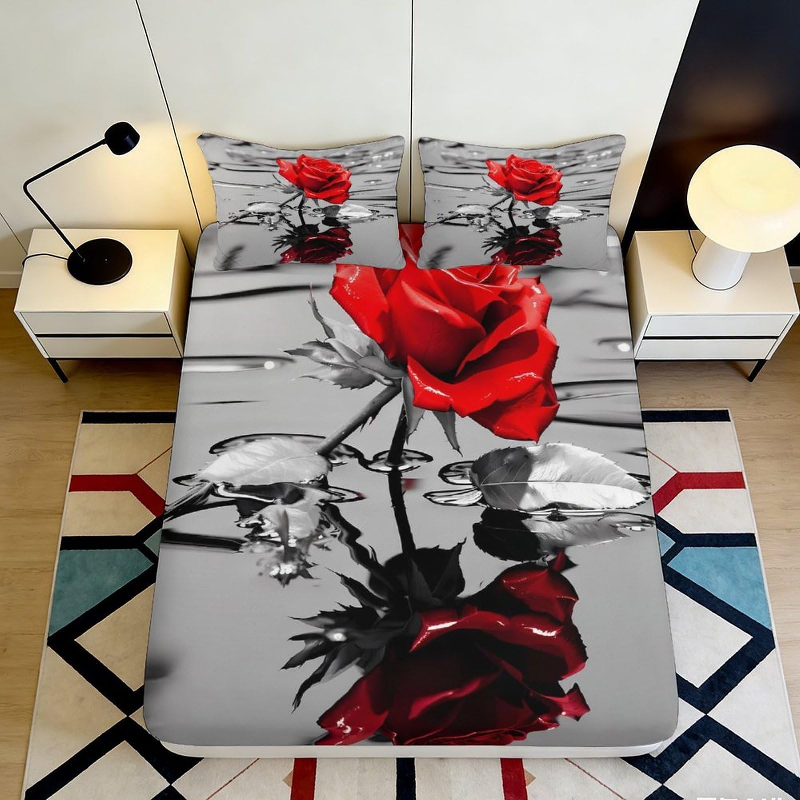 3D Printed Daisy Floral Fitted Sheet Microfiber Deep Pocket Non-Slip Bedroom Bedding Daisy Mattress Fitted Cover for Adults Teens 160x200x25cm