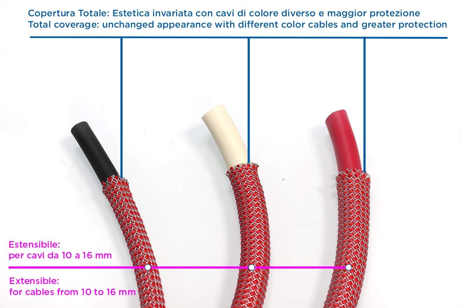 Ricable Custom RG13/20 - Rosso/Grigio 20 mt - Guaina Calza x Cavo 10-16 mm