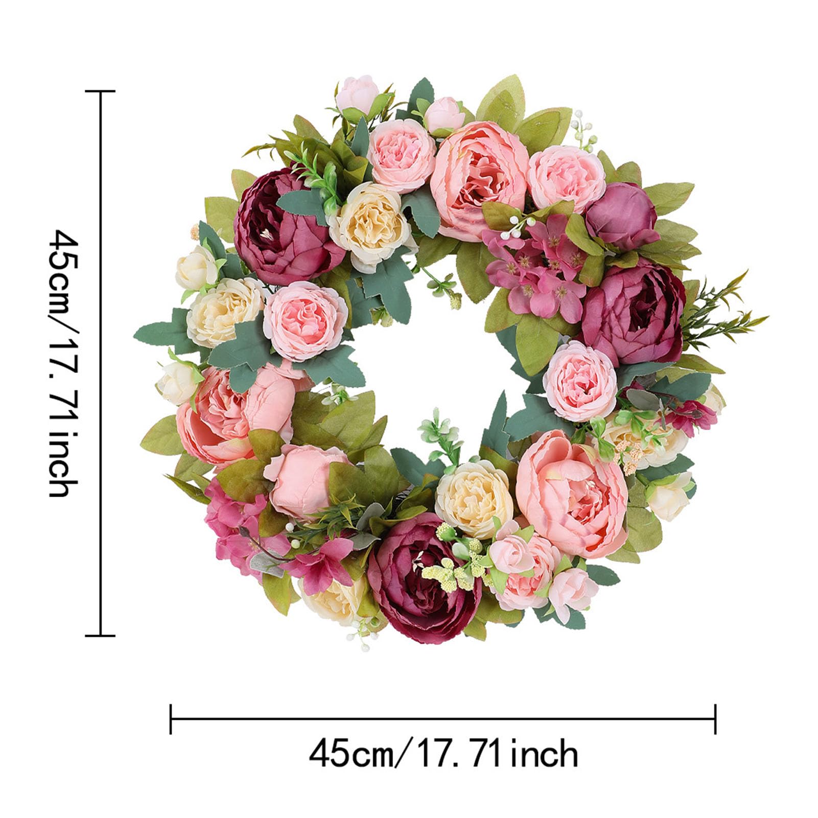 Alomejor Decorazione Ghirlanda Floreale Ghirlanda di Fiori Artificiali Impermeabile 3D per Decorazioni Primaverili per la Casa e le Feste Dimensioni 17,72 Pollici (#1)