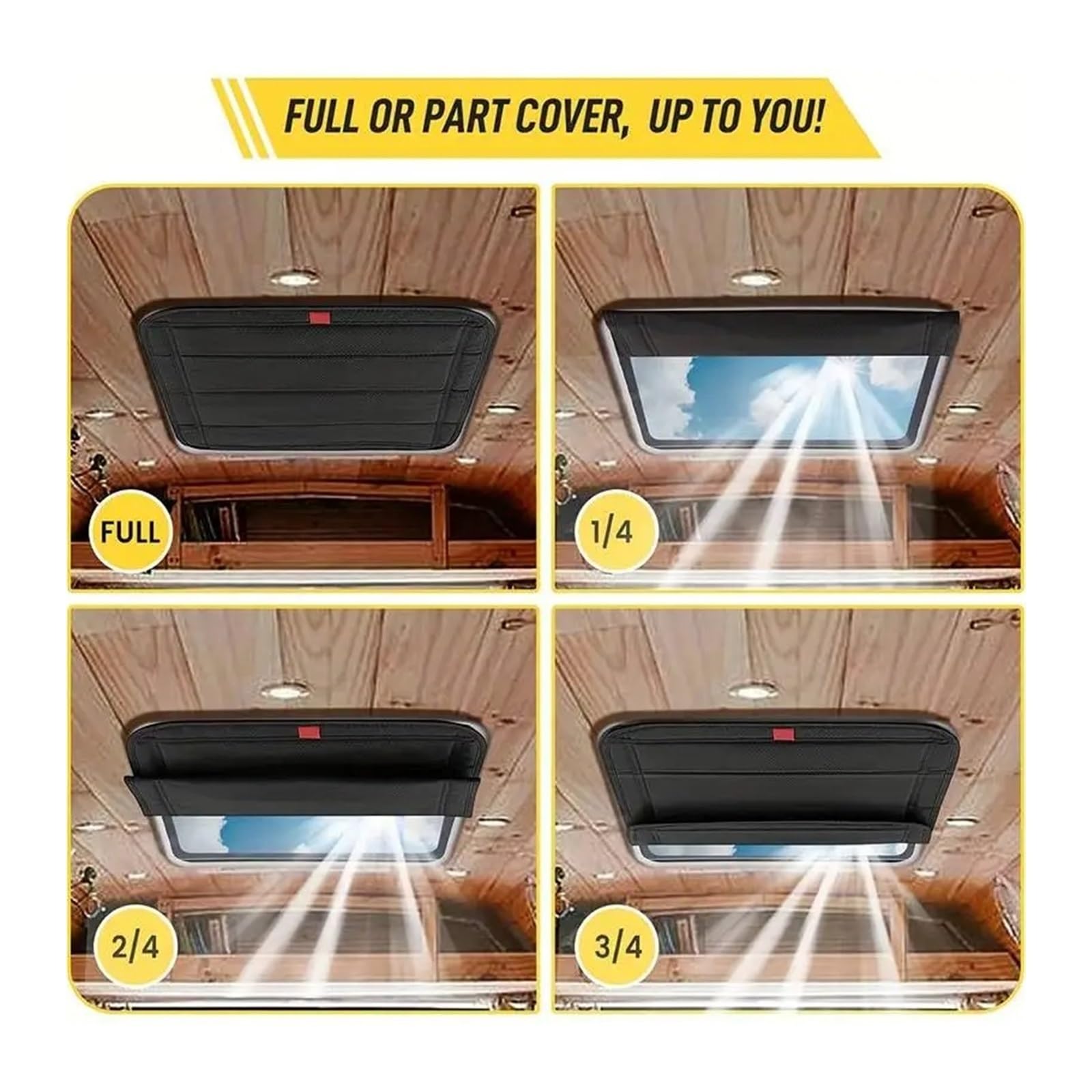 Rideau Pare-Soleil pour Toit Ouvrant Camping-Car Évents Pliables Couverture Isolante pour Lucarne pour Fenêtre Pare Soleil