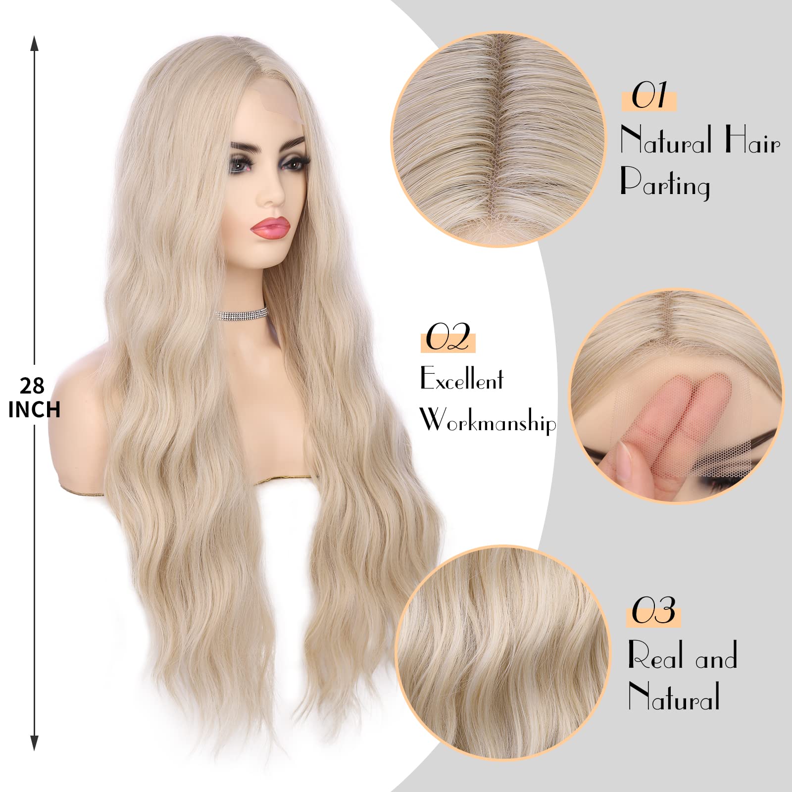 Amazon.com : Lady Miranda Long Platinum Blonde Wig 28 Inch  display picture 1