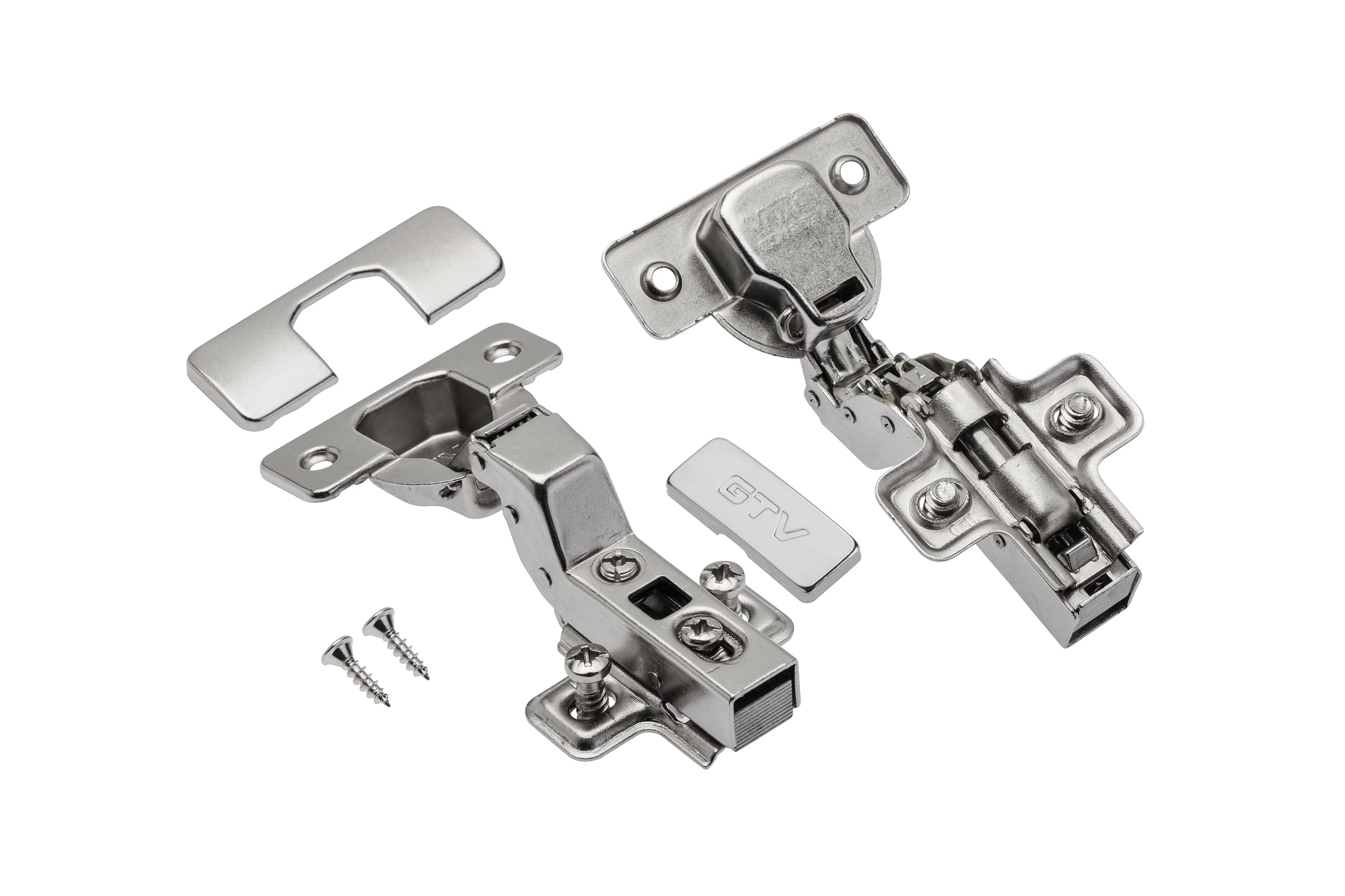 GTV Cerniera Idraulica ECHC per Mobili, Chiusura Ammortizzata, Regolazione 3D, Montaggio Clip-On, per Anta a Sormonto Interno, Diametro 35 mm, Nichel