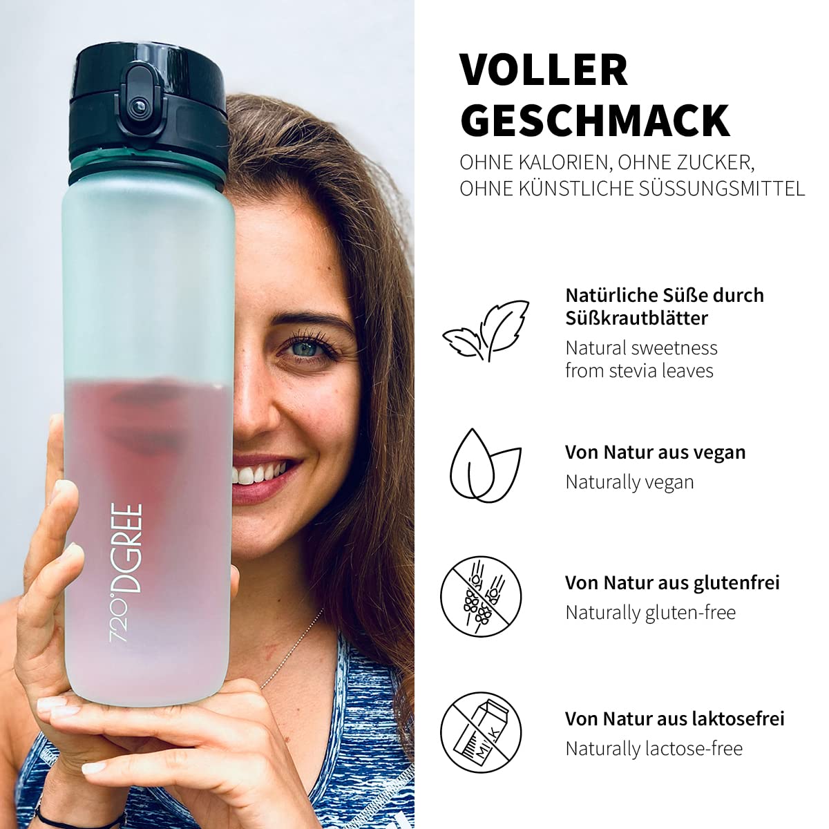 720°DGREE Goût pour l'eau "InFuuzed" - Paquet 5 Sortes - Boisson froide sans Sucre et Calories - Boissons naturellement délicieuses pour ta gourde - L'Alternative aux limonade, thé glacé, sirop