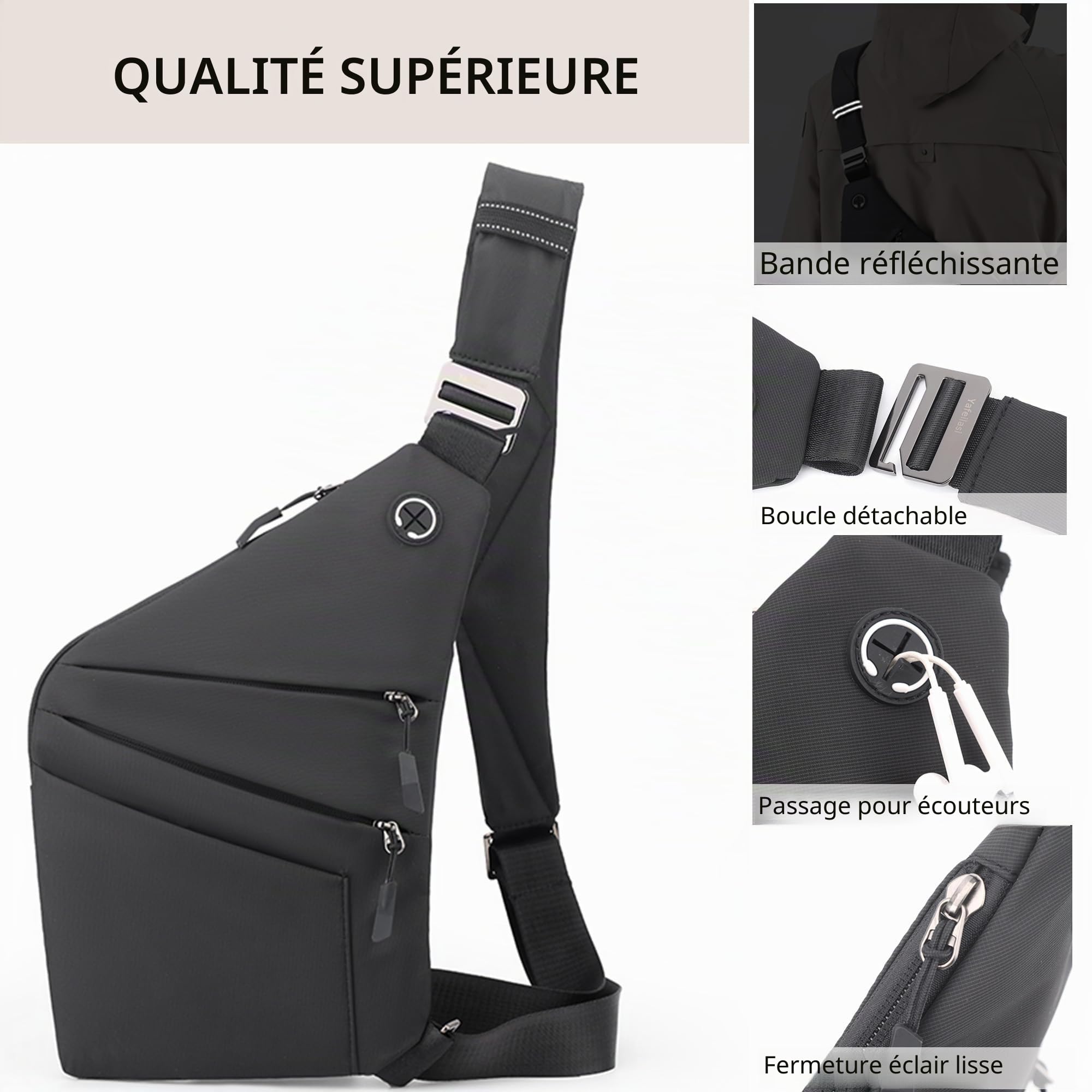 Sac anti-vol multifonction, Sac bandoulière anti-vol avec compartiments multiples étanche sécurisé pour voyage