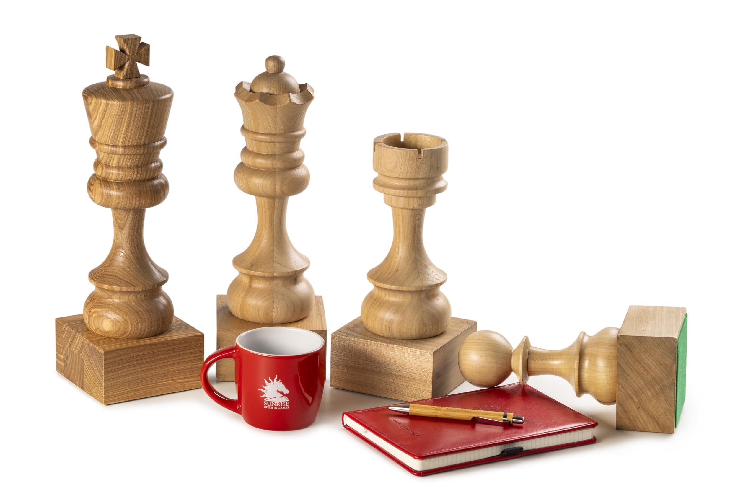 Sunrise Chess & Games - Trophée d’échecs en Bois Dame Blanche - Trophée décoratif en Bois sur Socle Stable pour Tournois et récompenses