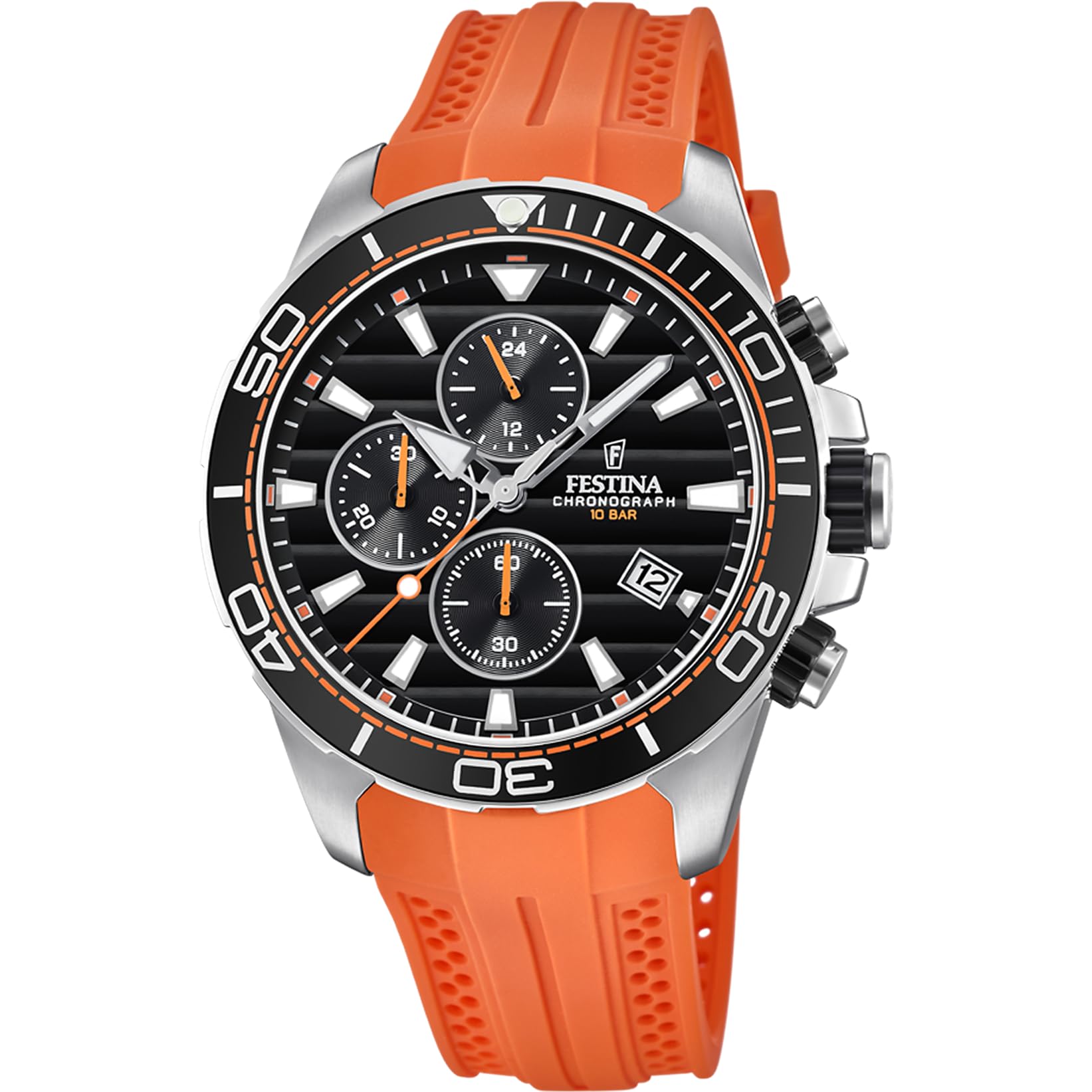 Festina Sportliche Herrenuhr – Chronograph – Quarzwerk – Analoge Herrenuhr mit Kautschukarmband – Wasserdicht 10 ATM – F20370 – Special Prices