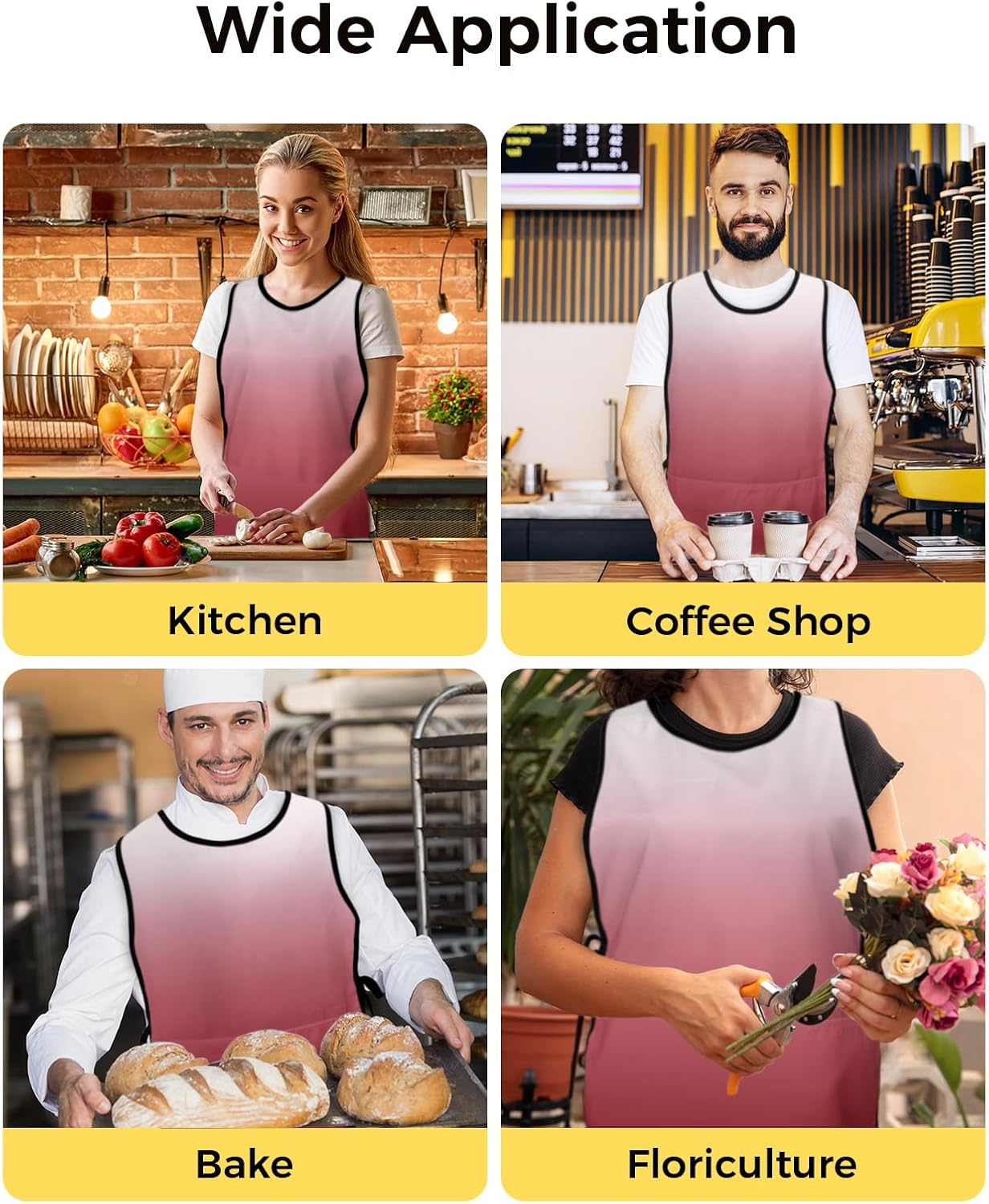 Unisex Cobbler Apron with 2 Pockets, Red Gradient Waterproof Vest Kitchen Chef Apron, Smock Apron Vest Cobbler Aprons for Women Men, 2 Pack, 20” x 31.5”