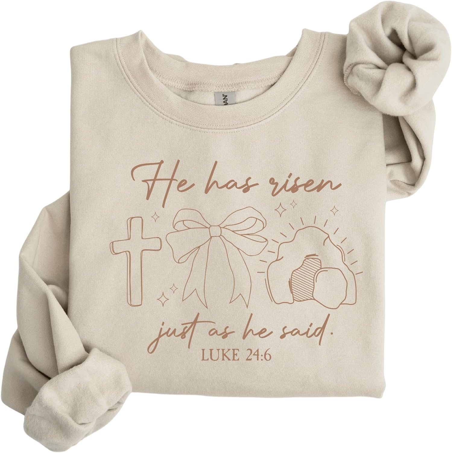 Daytee He Has Risen Christian Sweatshirt, Luke 24:6 Easter Scripture Crewneck, Faith Religious Unisex Shirt