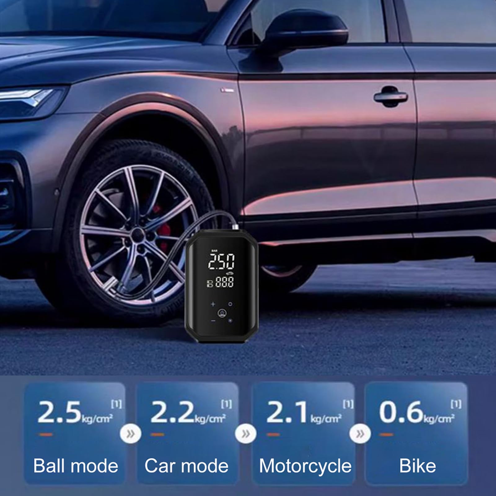Pompa Ad Aria Elettrica Gonfiaggio rapido potente, display digitale, auto
