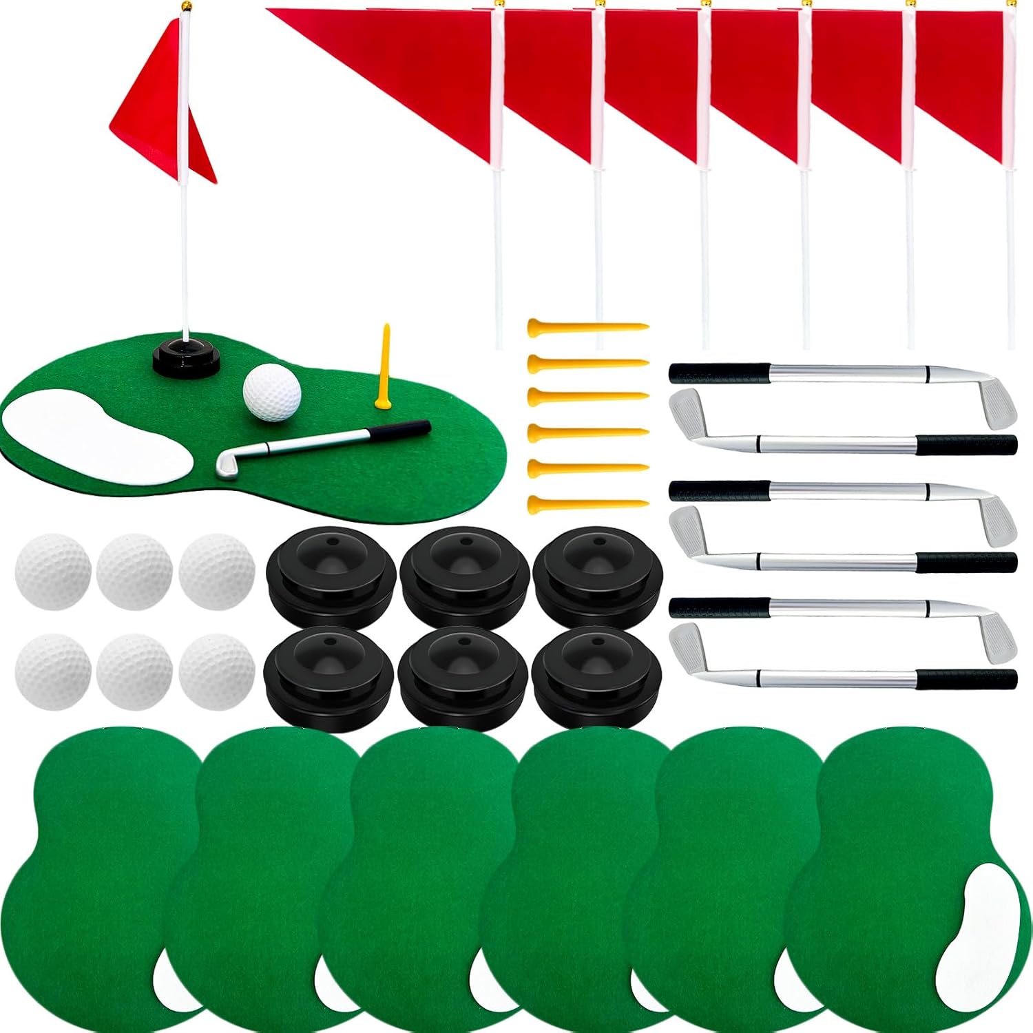 6-Set Golf Table Centerpieces Premium Golf Party Decorations Including Golf Balls, Turf, Clubs, Tees, Sand Traps, Red Flags & Stands,Golf Pen, Ideal for SportsThemed Birthday Parties & Event Decor