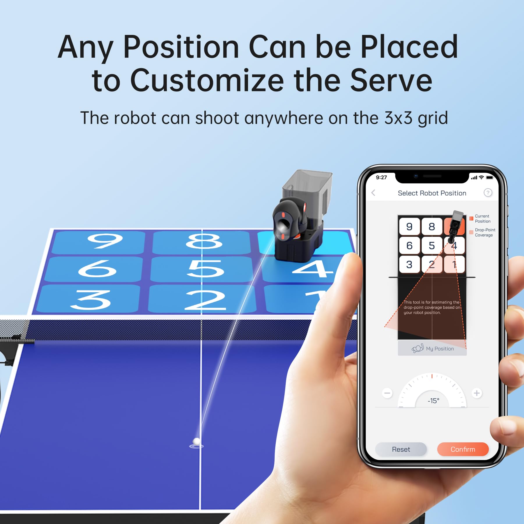 PONGBOT Table Tennis Robot with Net, Ping Pong Machine, Remote/App Control, 264 Pre-Saved Drills, Custom Drills