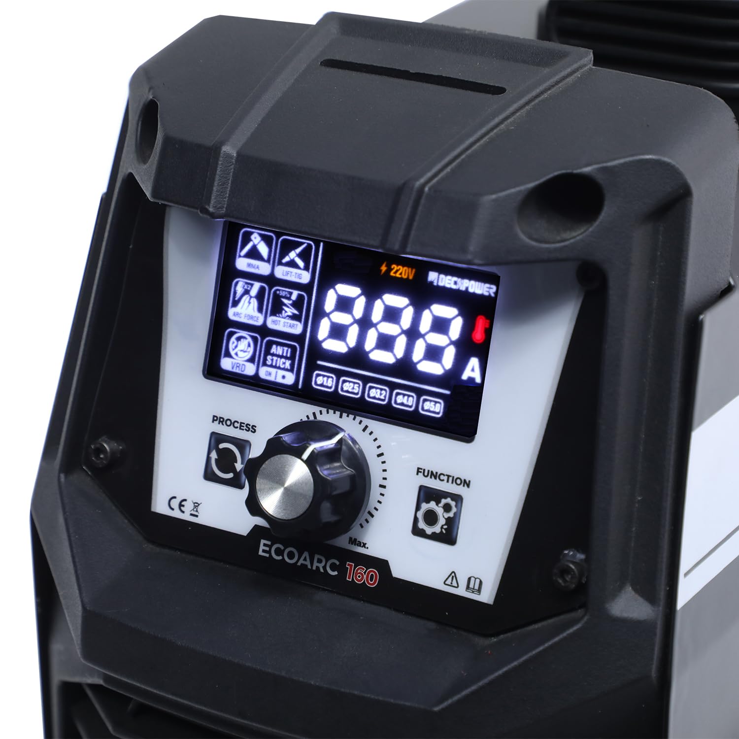 Decapower, ECOARC Saldatrice ad arco da 160 A, inverter MMA, saldatore portatile con schermo, per utilizzo casalingo (confezione da 1)