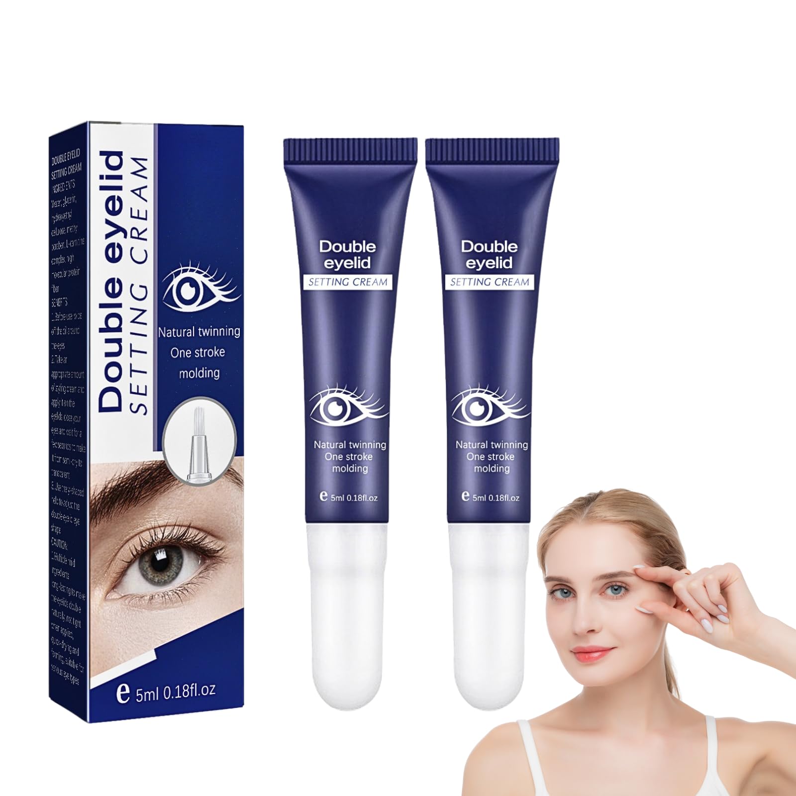 2PCS Eyes Big Lifting Eyelid Defining Cream,Instant Eye Lift for Hooded Eyes,Long Lasting& Waterproof,Invisible& Natural,Double-Fold Eyelid Cream for Hooding,Sagging,Uneven or Single Eyelids