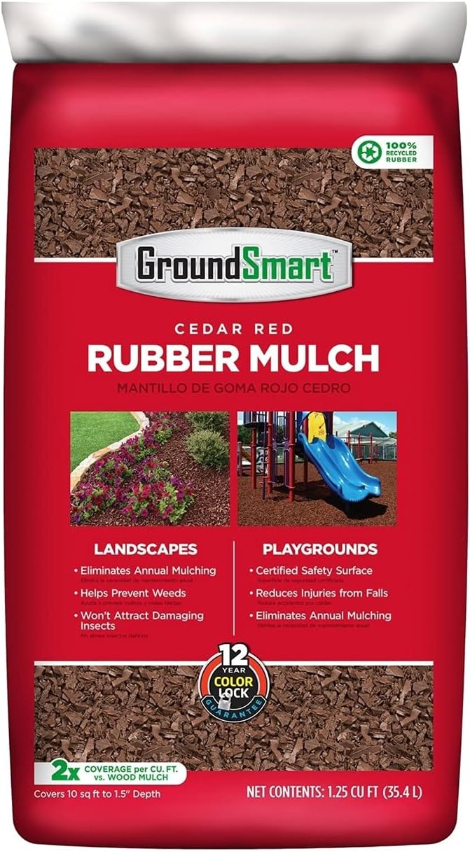 BlondWood Labs GroundSmart Rubber Mulch, Cedar Red (1.25 cu. ft. Bag)