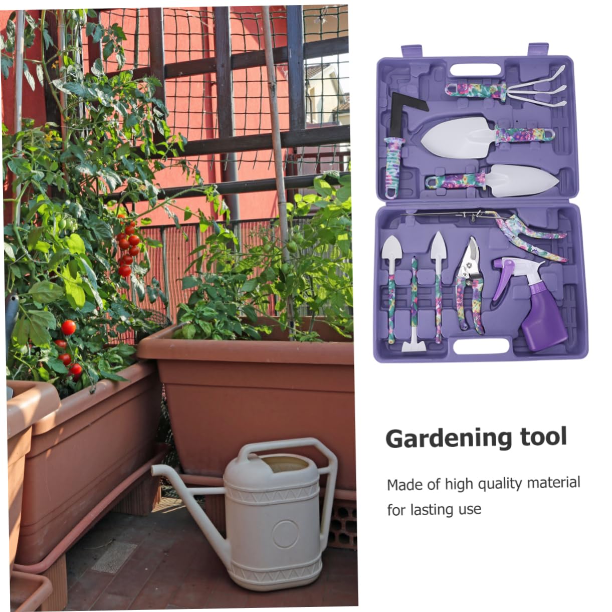 Set Attrezzi da Giardino 10 Pezzi in Acciaio Inox Abs Porpora