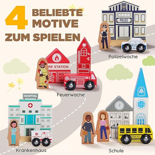 Miniatura 2 de SainSmart Jr. Juego de tren de madera de 112 piezas para niños pequeños  Vías de tren de doble cara, compatible con Brio, Thomas, Melissa & Doug