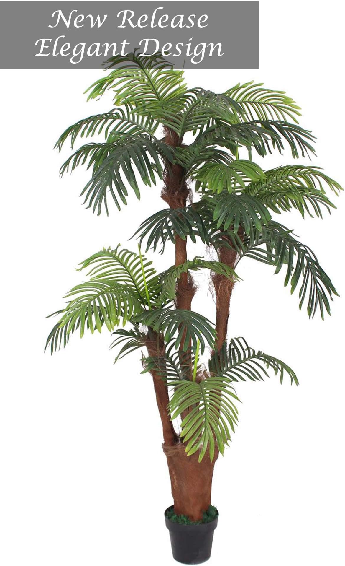 AMERIQUE Gorgeous Tech, w Gorgeous & Unique 6 Feet Tropical Palm Tree Artificial Plant with Nursery Plastic Pot, Real Touch Technology, with UV Protection, Super Quality, 6', Green