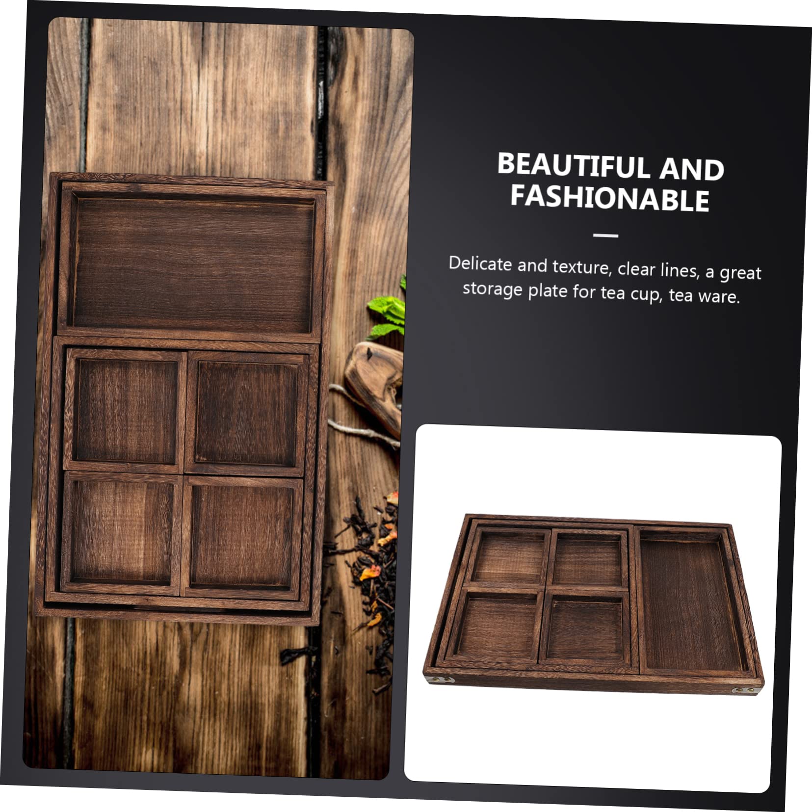 Ciieeo Bandeja para Servir Comida De Madera Rectangular Fácil De Lavar y Portátil