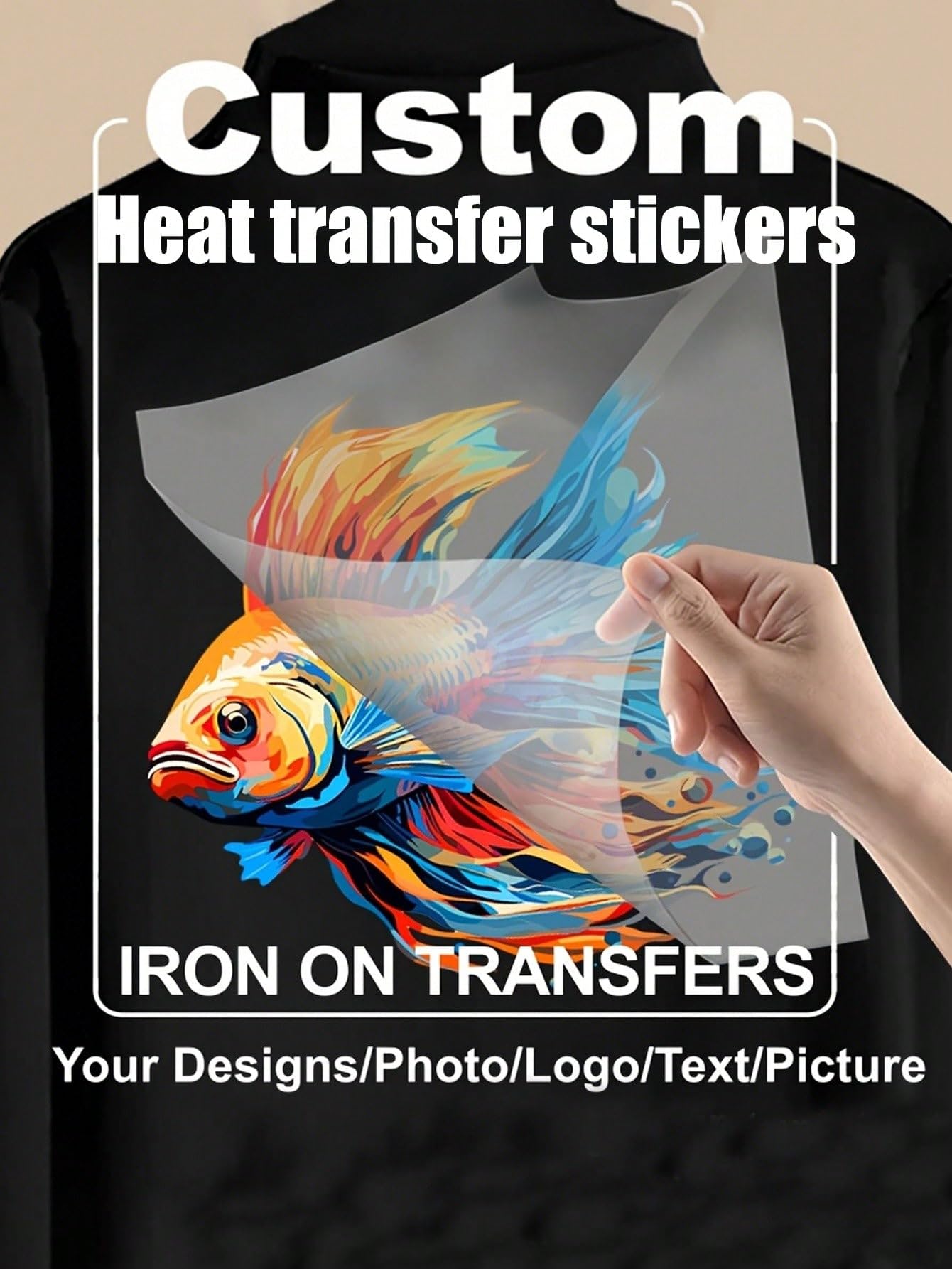 1/5/10/20/50Pcs Custom Iron on Transfers 1 to 15in Your Logo Personalized for T-Shirts Chest Logo Heat Transfer Sticker Ready to Press (20)