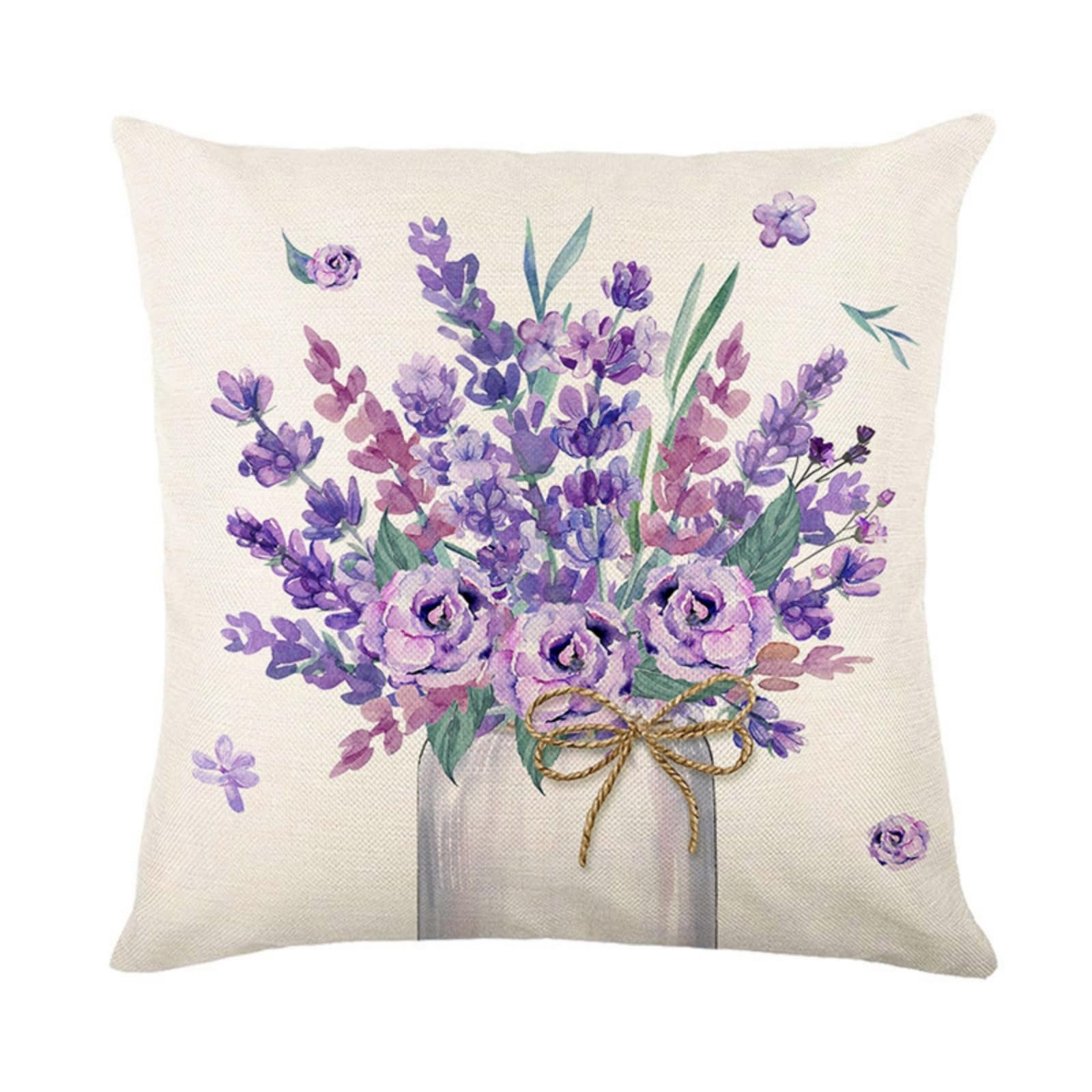 Cushion Covers 40cm x 40cm Purple Green Pillowcase with Invisible Zipper,Decorative Throw Pillows Cover Thickened linen fabric sSfa Cushions Cover,for Home Décor, Bedroom & Sofa