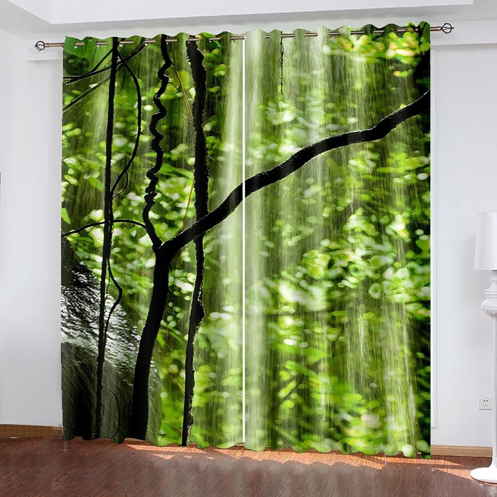 Cortinas opacas verdes de árboles Bishilin, 2 paneles de poliéster para dormitorio de 92x84"