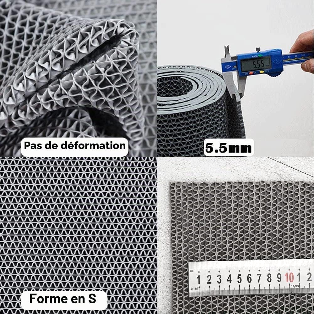 MYOYAY Tapis de sol creux très résistant pour l'extérieur - 0,9 x 3 m - Tapis creux antidérapant en caoutchouc PVC - Pour intérieur restaurant, cuisine, bar, salle de bain - Épaisseur : 5,5 mm
