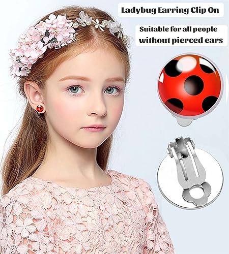 Miniatura 4 de Red Ladybird Earring Studs Black Spots Silver Bug Earrings for Halloween Christmas Birthday Cosplay