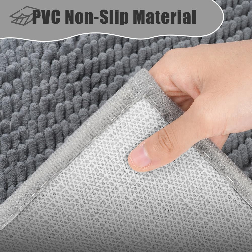 Tapis De Douche Chenille 40x60 Cm – Super Absorbant, Antidérapant, Lavable En Machine, Gris