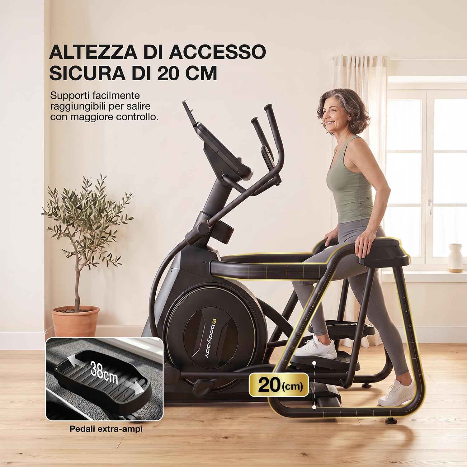 Niceday Ellittica da Casa per Anziani, Falcata 53 cm, Basso Impatto-BodyJOY