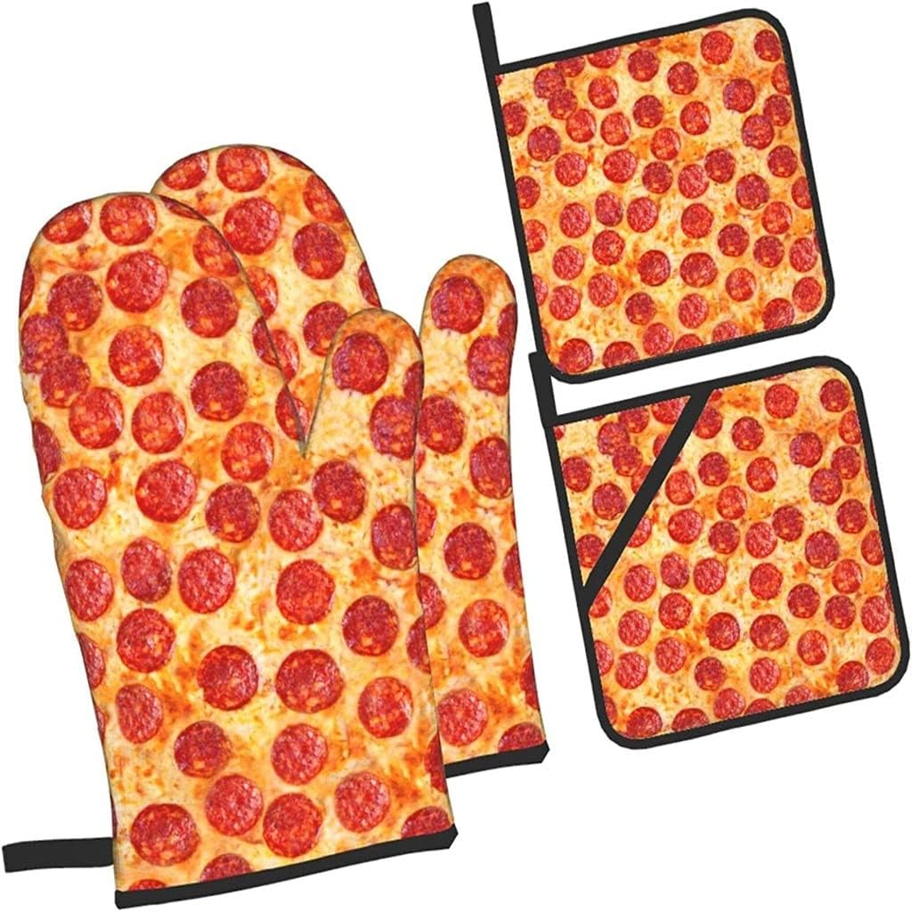 Oven Mitts and Pot Holders Sets of 4 Heat Resistant Non Slip BBQ Baking Grilling