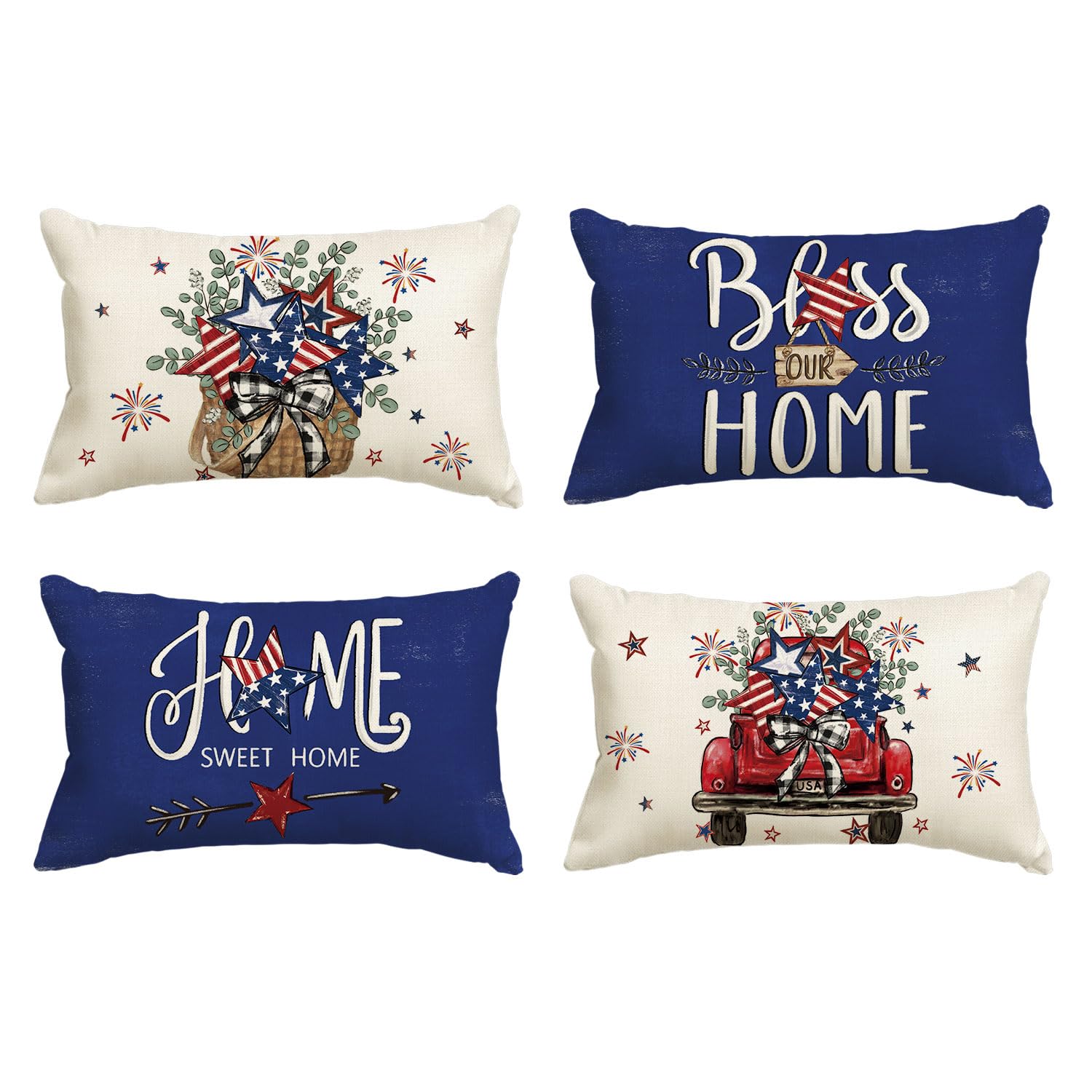 Housse de coussin bleue AVOIN colorlife 30x50 cm lot de 4 pour la déco du canapé