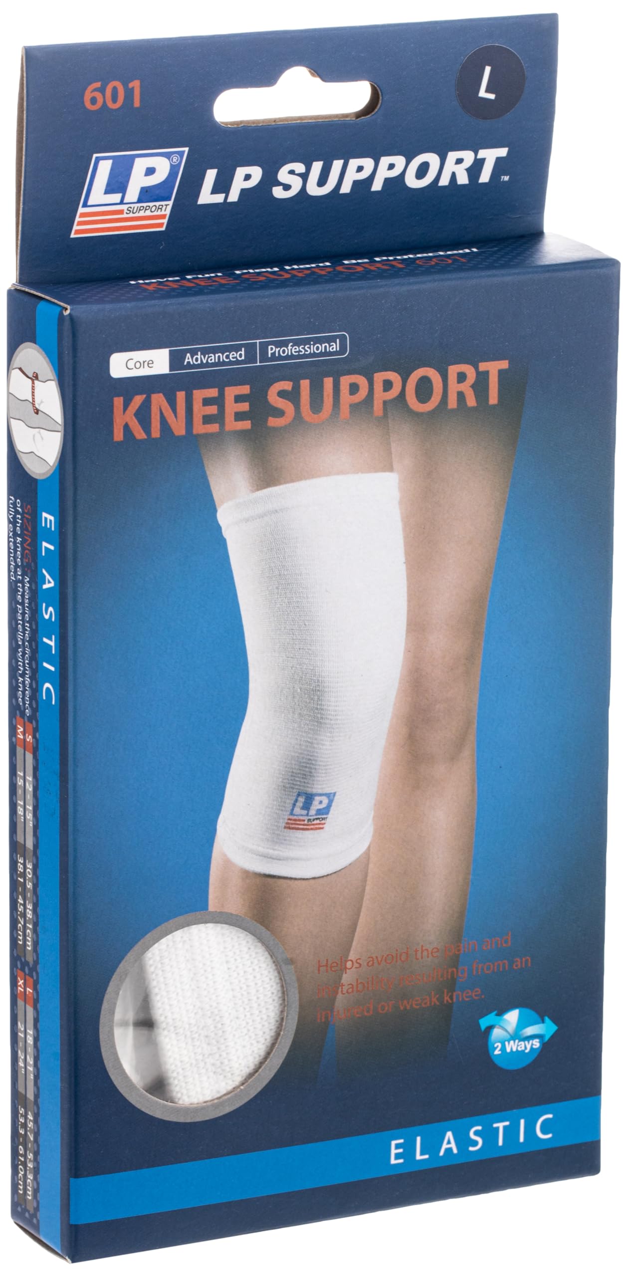 LP Support601 Elasticated Knee Support, White