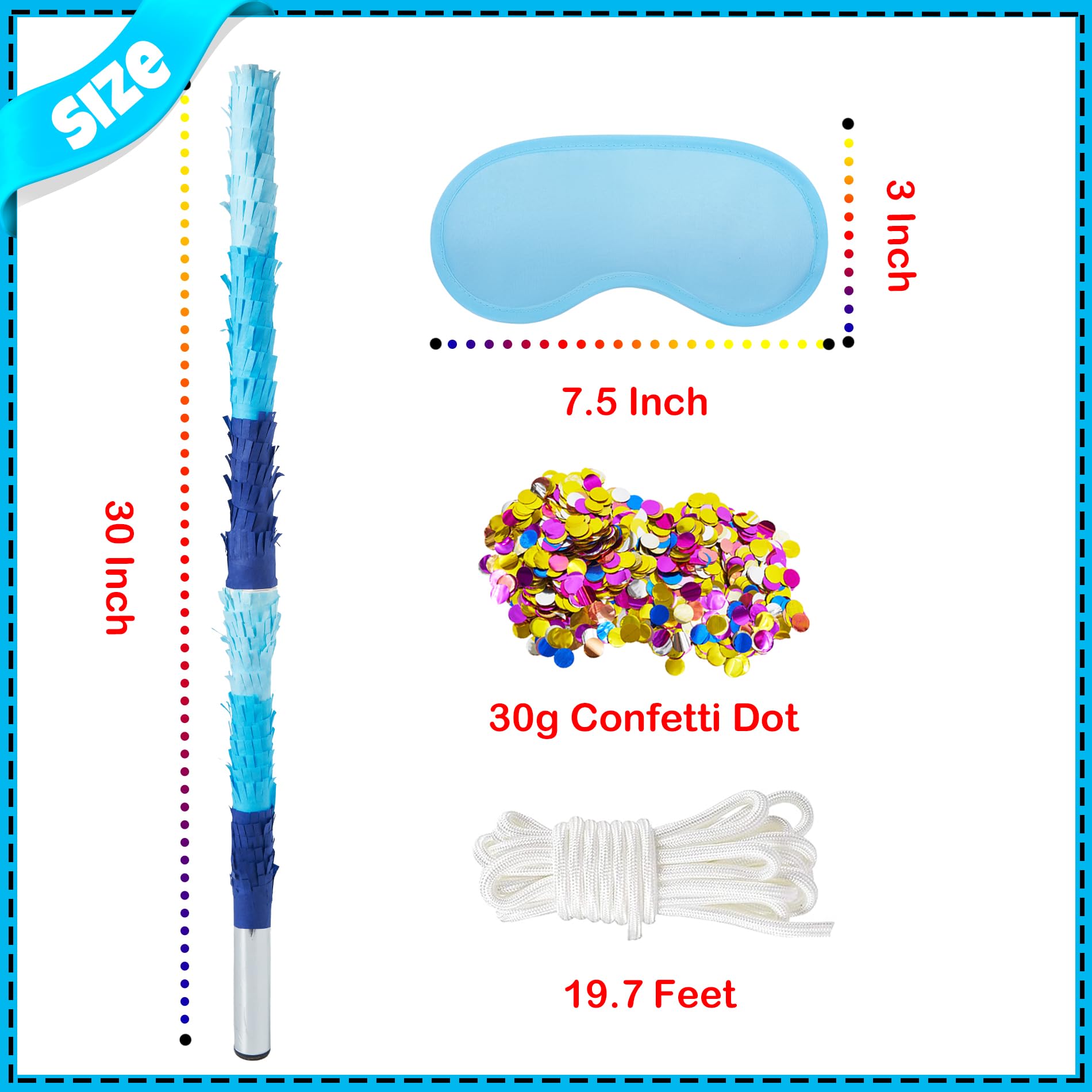 PCFING 30 Inch Piñata Stick Kit Blue Very Sturdy Will Not Break, Suitable for Kids Adults Can Have Fun at Any Party