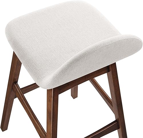 Miniatura 8 de Modway EEI-6553-HEI Juno Taburete de bar de madera, juego de 2, tela marfil