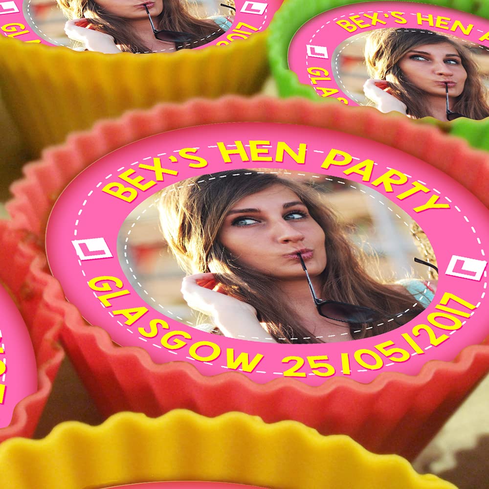 Dalton Designs Uk Hen Party Own Image - 20 X 5Cm Personalised Edible Cupcake Toppers On Premium Icing