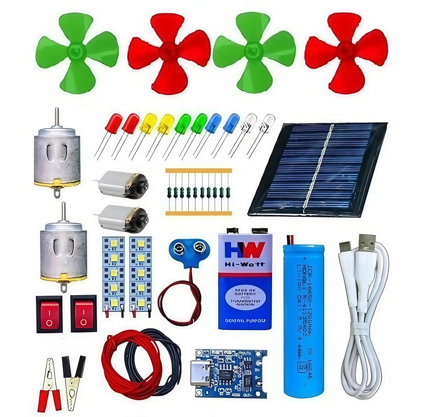 SP Electron Solar Panel, DC Motor, Light & Other Experimental Science Project DIY Kit Set-image-6
