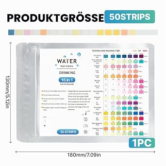 16 in 1 50 pieces drinking water test strips lead hardness iron measurement water tester drinking water accurate pH value tester water hardness test strips for tap water aquarium pool puits