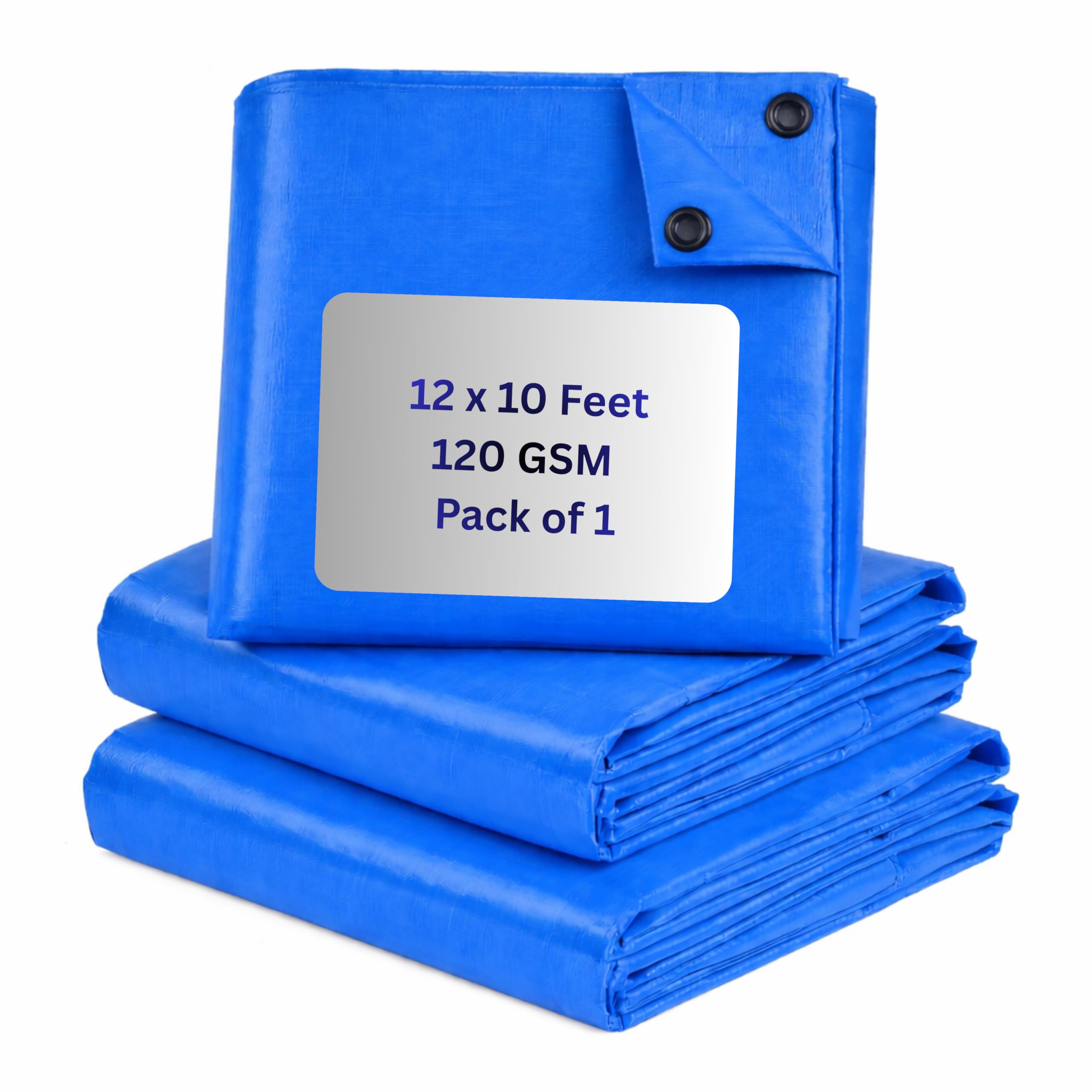 Zakura Premium 12x10ft Blue Tarpaulin, Thadika, 120 GSM Virgin Tharpai Sheet, Heavy Duty Waterproof Tadpatri Cover with Reinforced Eyelets & UV Protection, Ideal for Trucks, Farms & Home Use, 1 Sheet-picture-18