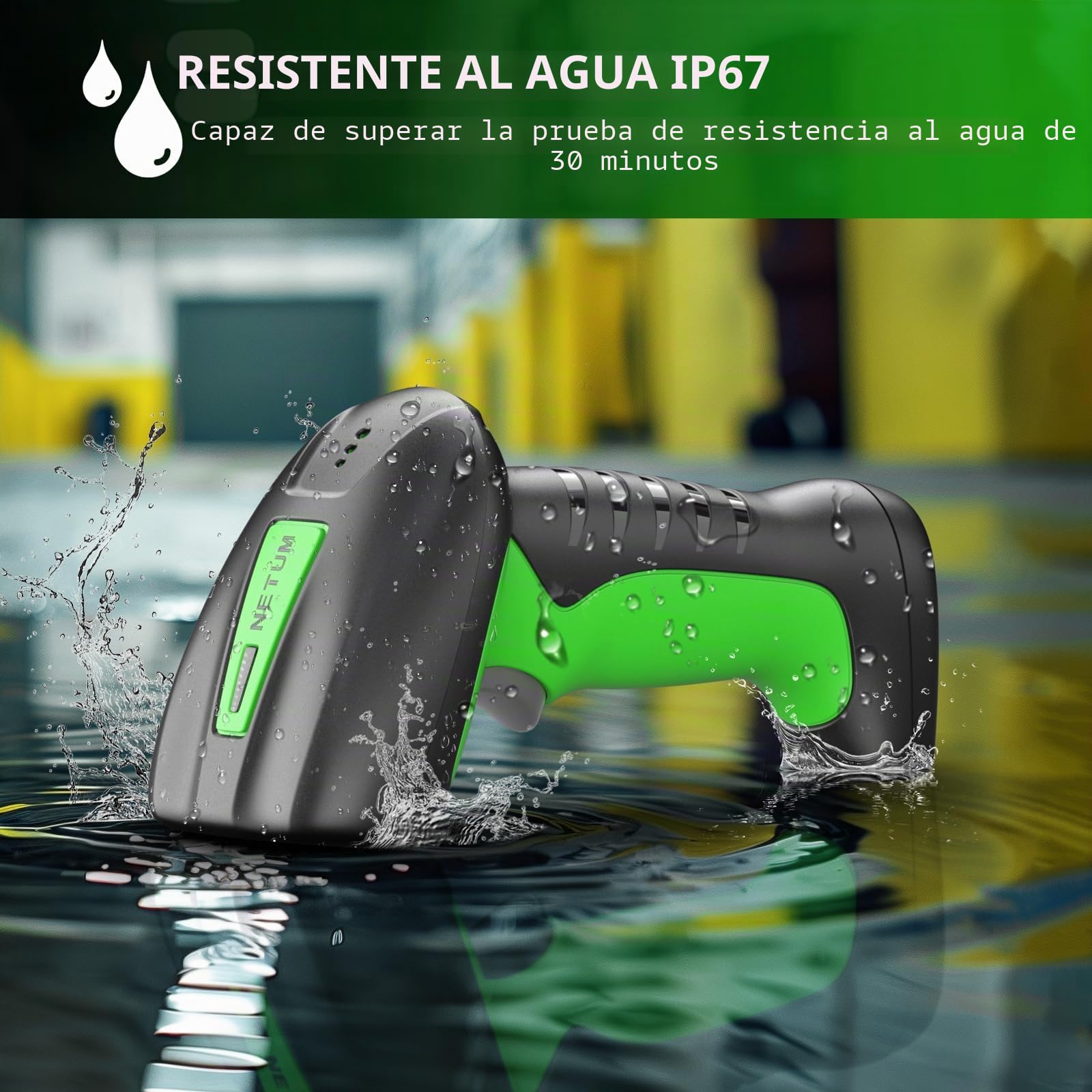 NETUM Escáner de Código de Barras Industrial 2D QR Bluetooth con Base de Carga Lector Inalámbrico 2D 1D Batería 2600mAh Resistente al Polvo Auto-Sense Scanning Windows Mac Android iOS NT-1950
