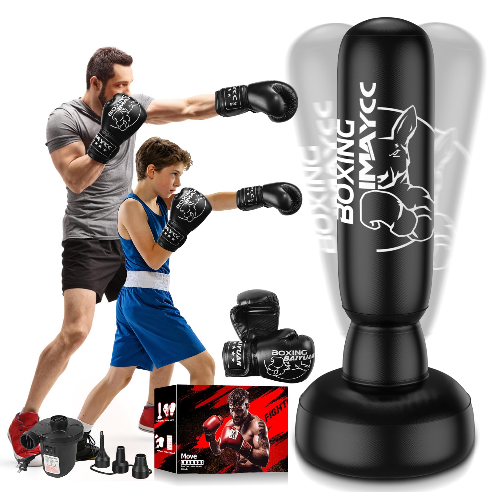 Sac De Frappe Sur Pied NZQXJXZ – 180 Cm Avec Gants De Boxe Et Pompe électrique – Pour MMA, Muay Thai, Fitness – Débutants Et Confirmés