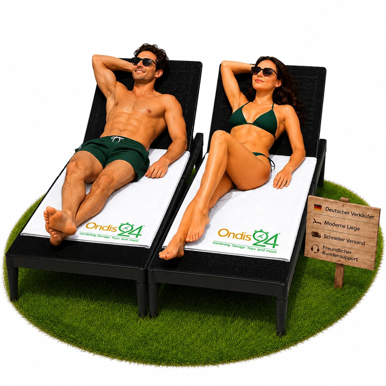 Ondis24 Doppelpack: 2X Sonnenliege Sirolo Anthrazit Rattanoptik (2)
