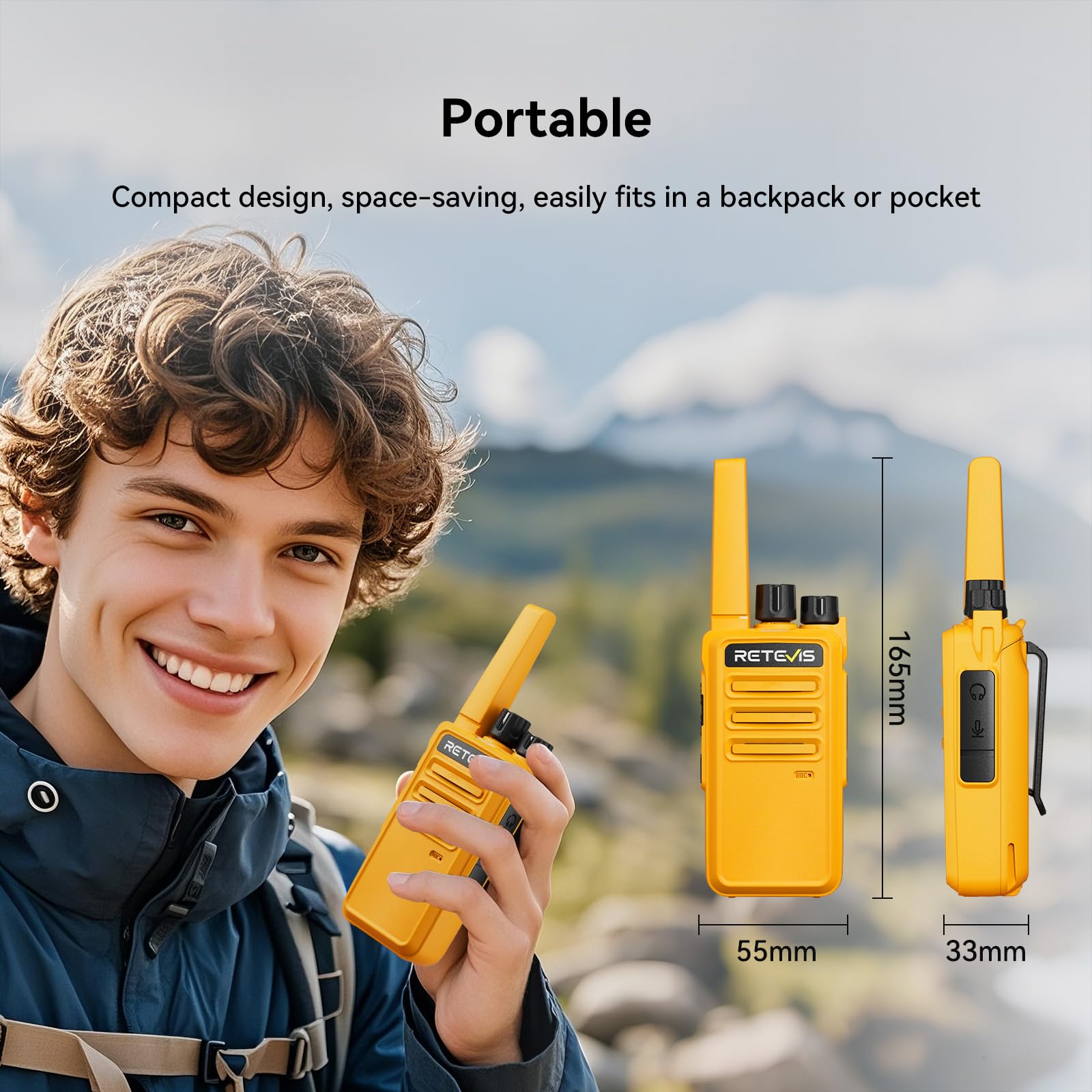 Retevis RT668 Walkie Talkie, PMR446 Walkie Talkie Profesional con Auriculares, Robusto, VOX, Cable USB C, Linterna LED, Radiocomunicación aal Adultos, Restaurante, Construcción, Industria(2 Par)