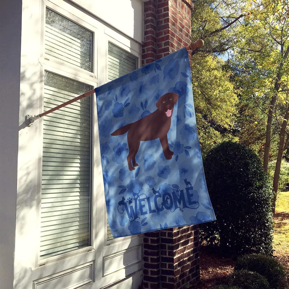 Caroline's Treasures CK6072CHF Chocolate Labrador Retriever Welcome House Flag Large Porch Sleeve Pole Decorative Outside Yard Banner Artwork Wall Hanging, Polyester, House Size, Multicolor
