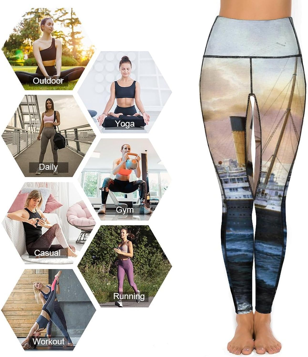 Retro Titanic Famous Old Historic Womens Yoga Pants High Waist Tummy Control Workout Leggings
