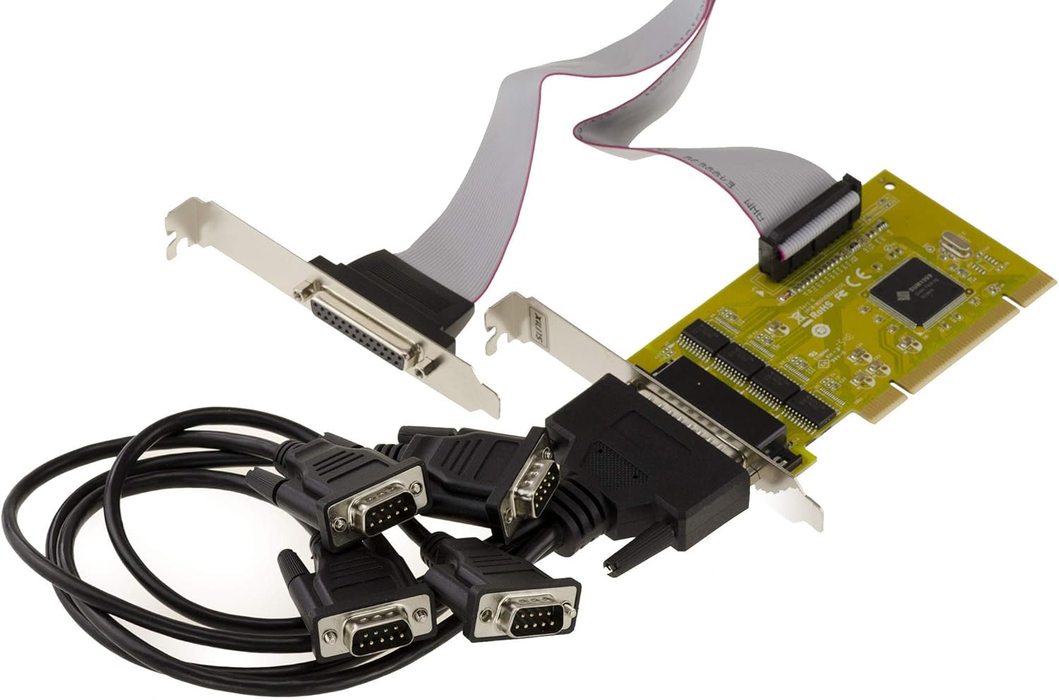 RS232 and Parallel Series PCI Controller Board 4 RS232 DB9 +1 LPT