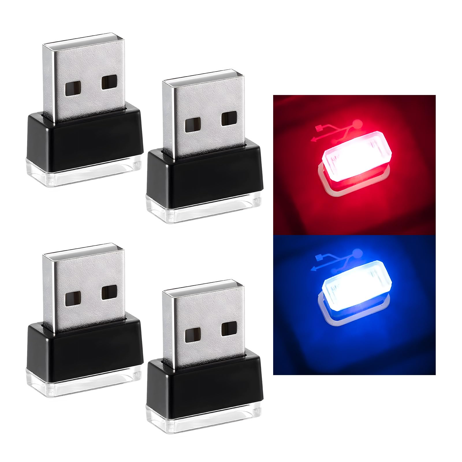 4 PCS USB LED Car Interior Atmosphere Lamp, Plug-in USB Decor Night Light, Portable Auto…