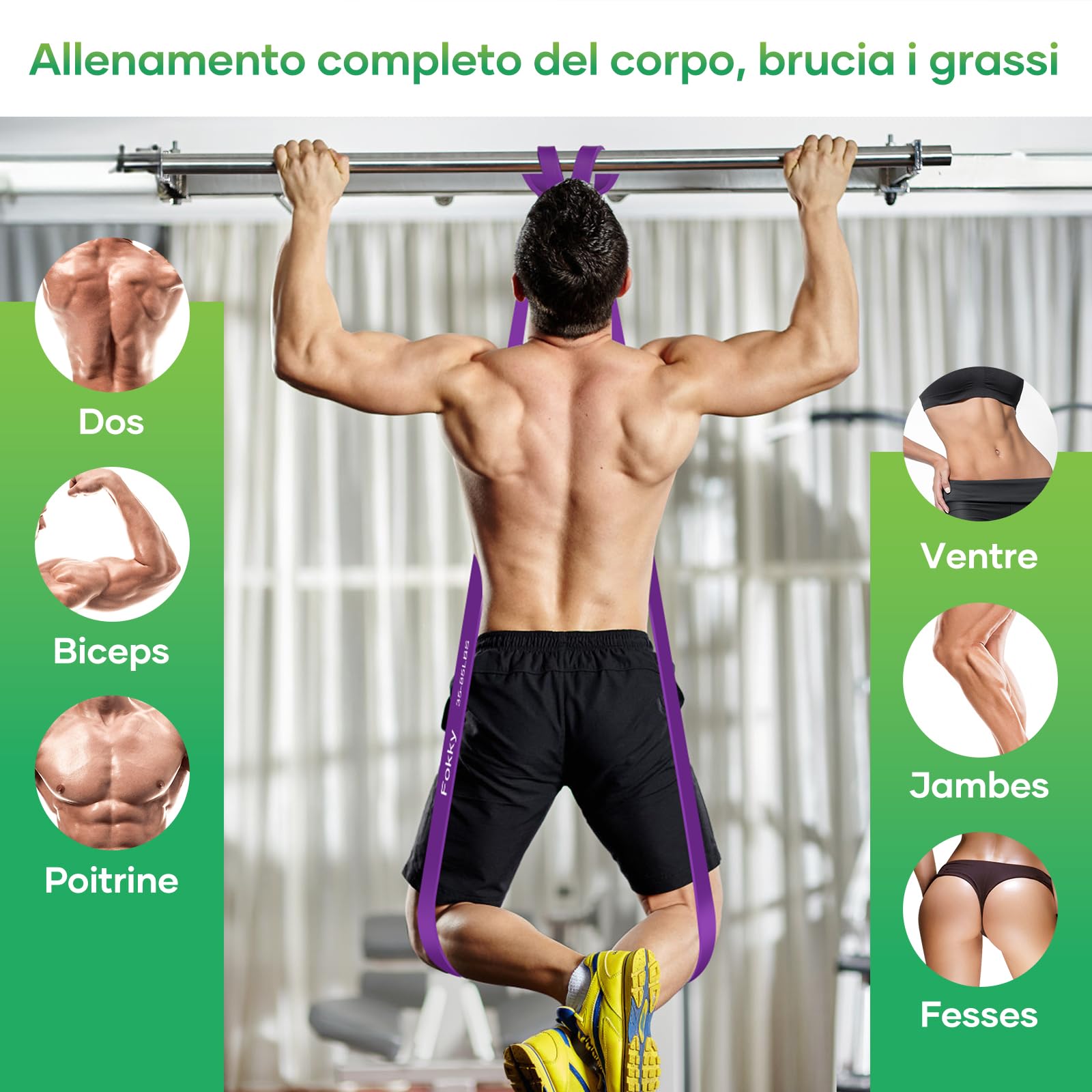 Fokky Bande Elastique Musculation, Élastique Musculation avec 5 Niveaux Différents, Elastique Sport et Poignées, Ancrage de Porte, Sac de Transport, Idéal pour Yoga Pilates Fitness Crossfit